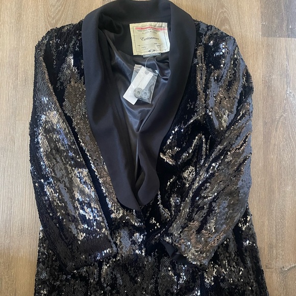 Cartonnier Black Sequined Tuxedo Blazer - Picture 1 of 4